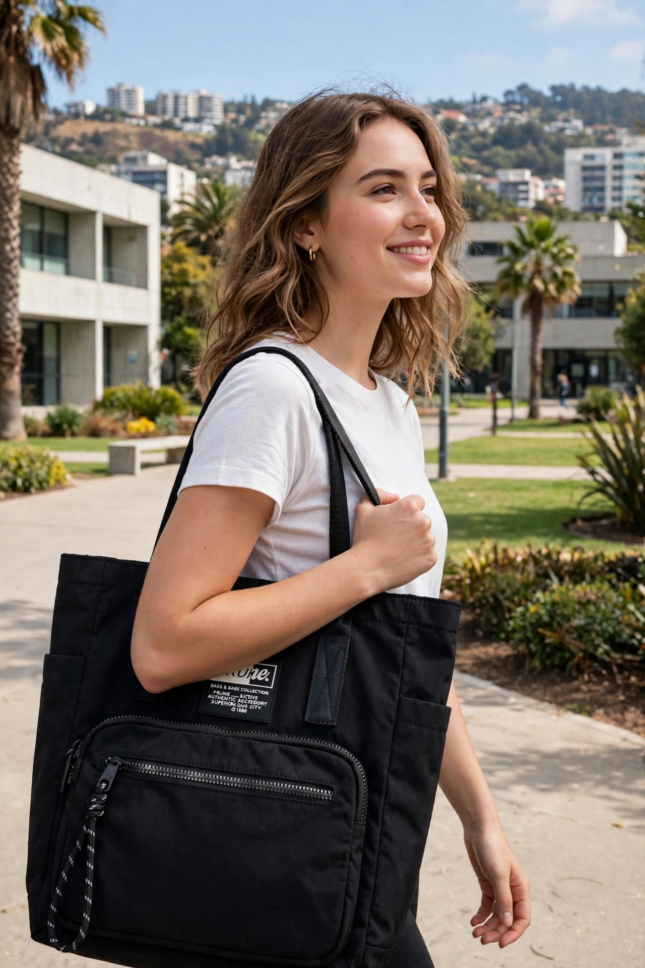 bolso al hombro Prüne Forest de nailon negro
