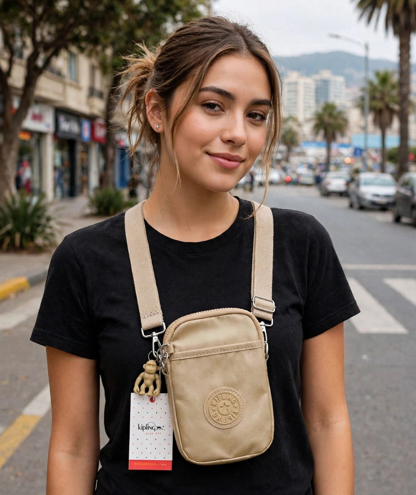 Cartera Tally de Kipling en tono beige